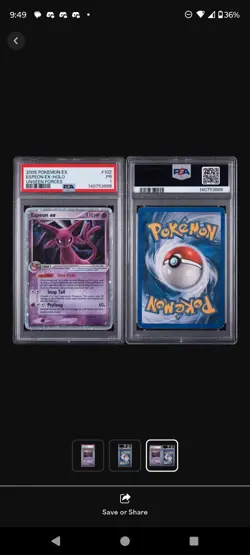 PSA 1 Espeon ex 102/115 2005 Unseen Forces Ultra Rare Pokemon Card SWIRL - Image 3