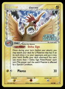 ⭐ Pokemon Cards Fearow 18/100 STAMPED Crystal Guardians Rare - Image 1