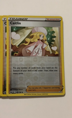 Pokemon Card Chilling Reign 2x Playset Reverse Holographic Caitlin 132/198 NM - Image 1