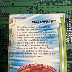 Lapras HV13 Topps Pokemon Series 2 #131 Heroes Villains Card Blue Logo - Image 5