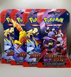 (4) POKEMON TCG SCARLET & VIOLET DESTINED RIVALS SLEEVED BOOSTERS FULL ART SET - Image 1
