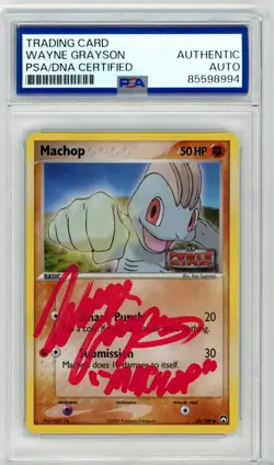 PSA Signed Wayne Grayson Pokemon Machop 53/108 Power Keepers Reverse Holo - Image 1