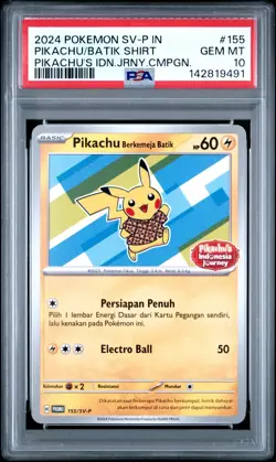 Batik Pikachu #155 PSA 10 Indonesia Journey Campaign SV-P Promo Pokemon Graded - Image 1