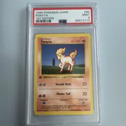 1999 Pokemon 1st Edition Base Set Ponyta 60/102 PSA 9 MINT Shadowless - Image 1