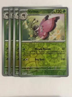 Pokemon Scarlet & Violet TCG 4x Playset Reverse Holographic Vivillon 010/198 NM - Image 1