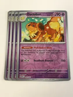 Pokemon TCG Paldean Fates 4x Playset Reverse Holographic Dachsbun 039/091 NM - Image 1