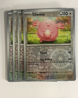 Pokemon TCG Scarlet & Violet 4x Playset Reverse Holographic Chansey 144/198 Nm - Image 1