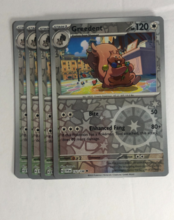 Pokemon TCG Scarlet & Violet 4x Playset Reverse Holographic Greedent 152/198 NM - Image 1