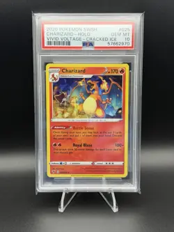 2020 POKEMON SWORD & SHIELD VIVID VOLTAGE CRACKED ICE #025 CHARIZARD-HOLO PSA 10 - Image 1