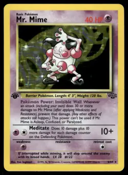 ⭐ Pokemon Cards Mr. Mime 6/64 1st Edition Holo Jungle Holo Rare - Image 1