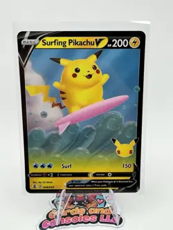 Surfing Pikachu V 008/025 Ultra Rare Celebrations Pokemon TCG NM-MINT Card - Image 1