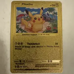 Pokemon Pikachu 70hp Gold Foil Fan Art Collector Card TCG - Image 1