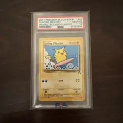 Pokemon 2001 League Black Star Surfing Pikachu Promo Card #28 PSA10 - Image 1