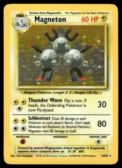 ⭐ Pokemon Cards Magneton 9/102 Holo Base Set Unlimited Holo Holo Rare - Image 1