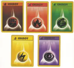 (5) POKEMON BASE SET ENERGY CARDS 97/102 TO 101/102 - EXC. NO CREASES - LOOK !!! - Image 1
