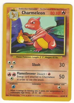 1999 POKEMON CHARMELEON 24/102 BASE SET UNCOMMON CARD - EXC -LOOK !!!! - Image 1