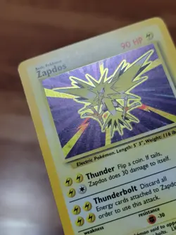 Pokemon Card Unlimited Edition Holo Rare Base Set 1999 Zapdos 16/102 LP! - Image 2