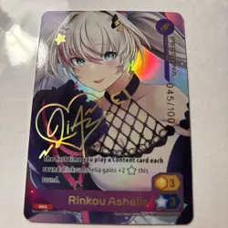 Oshi Push Rinkou Ashelia Signature Card 045 /100 AKA Rarity Phase Connect - Image 1
