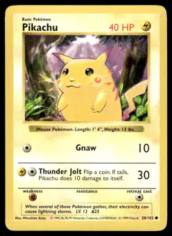 ⭐ Pokemon Cards Pikachu Red Cheeks 58/102 Base Set Shadowless Common - Image 1