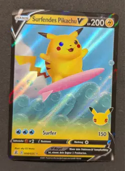 SPANISH Pokemon TCG Surfendes Surfing Pikachu v Celebrations Card 008/025 - Image 1