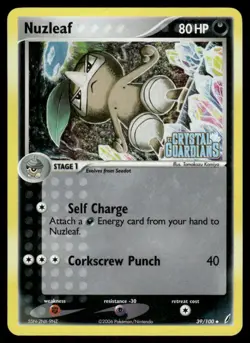 ⭐ Pokemon Cards Nuzleaf 39/100 STAMPED Crystal Guardians Uncommon - Image 1