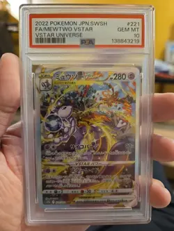 Pokemon TCG Mewtwo VSTAR Card PSA 10 Gem Mint 221/172 SAR S12a VSTAR Universe - Image 1