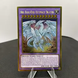 Yugioh Neo Blue-Eyes Ultimate Dragon MVP1-ENG01 1. Edition Gold Rare NM - Image 1