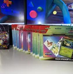 LOT OF 10 Pokemon TCG Prismatic Evolutions Tech Sticker Collection Trading Cards - Image 1