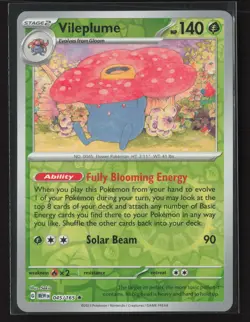 Vileplume Rare SV: Scarlet & Violet 151 045/165 NM Pokemon Card Reverse Holo - Image 1
