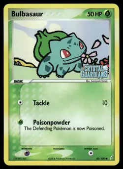 ⭐ Pokemon Cards Bulbasaur 45/100 STAMPED Crystal Guardians Common - Image 1