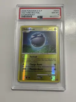 POKEMON CARD 2008 D & P VOLTORB REVERSE FOIL/HOLO SANDSTORM #SH3 GRADED 8 RARE - Image 1