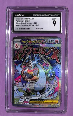 CGC 9 MINT Mega Charizard X Ex MEP 023 Black Star MEP023 Pokemon Card 023 - Image 1
