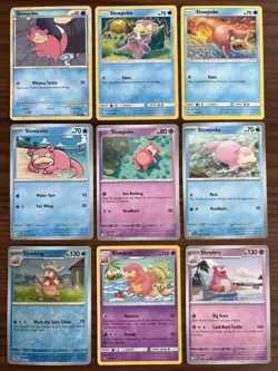 Slowpoke Slowbro Lot HGSS Hidden Fates 151 Pokemon Cards Collection x9 - Image 1