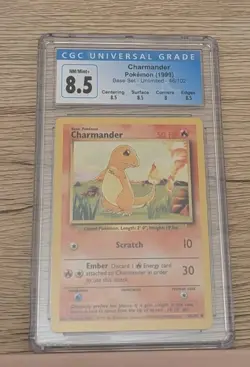 Charmander 46/102 Base Set Unlimited Pokemon Card CGC Graded 8.5 NM Subgrades - Image 1