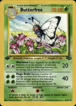 Pokemon TCG Card WOTC Vingtage Wizards 1st Edition Butterfree Jungle 33/64 - Image 1