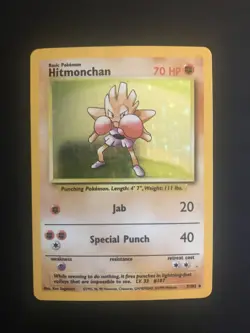 Base Set Hitmonchan Holo 7/102 Original Pokemon Card Wotc - Image 1