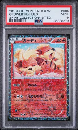 Growlithe Holo Pokemon TCG Shiny Collection 004/020 PSA 9 - Image 1