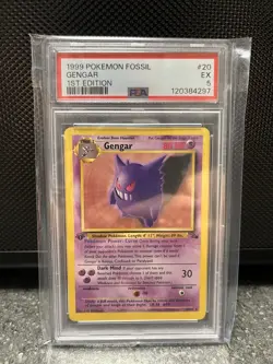 Pokemon TCG Gengar Fossil 20/62 Non-Holo Card 1st Edition WOTC 1999 Psa EX 5 - Image 1