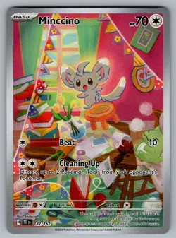 Minccino Illustration Rare SV05: Temporal Forces 182/162 Pokemon NM - Image 1