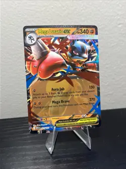 Pokemon Mega Lucario EX 340 HP Holo Double Rare Card 077/132 Me01 English - Image 1