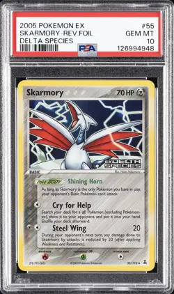 2005 POKEMON EX DELTA SPECIES #55 SKARMORY-REVERSE FOIL PSA 10 - Image 1