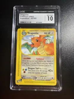 CGC 10 GEM MINT Dragonite 43/165 Expedition Base Rare 2002 Vintage WOTC Pokemon - Image 1