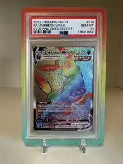 Pokemon TCG Sword & Shield Evolving Skies Umbreon VMAX Secret Rare #214 PSA 10 - Image 1