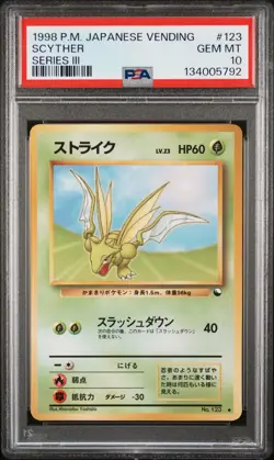 1998 POKEMON JPN VENDING SER III #123 SCYTHER PSA 10 - Image 1