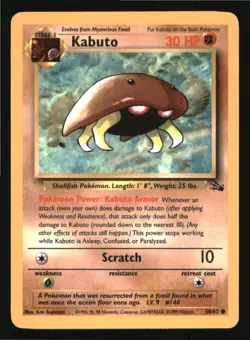 Kabuto 50/62 Common Fossil Pokemon Unlimited Lightly Played - Image 1
