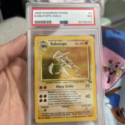 1999 POKEMON FOSSIL #9/62 KABUTOPS HOLO RARE PSA 7 9/62 - Image 1
