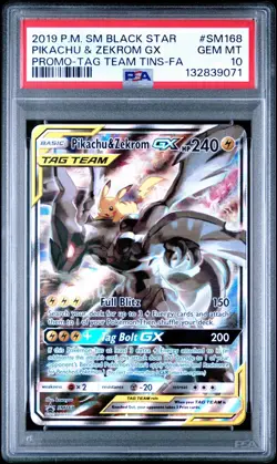 Pokemon TCG Pikachu & Zekrom GX Tag Team Promo SM168 - PSA 10 (NEW CERT) - Image 2