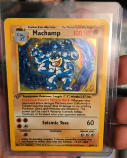 Pokemon TCG Machamp Holo Rare 1st Edition Base Set 8/102 MP - Image 1