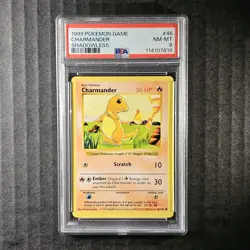 Charmander, Shadowless Base Set, 46/102, Pokemon, WOTC 1999, (PSA 8) (#C) - Image 1
