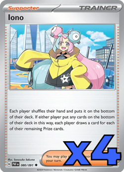 4x Iono 080/091 SV: Paldean Fates PLAYSET x4 - Pokemon TCG - NM - Image 1
